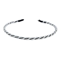 Classic black and white twisted pearl headband with elegant handcrafted metallic base - Black