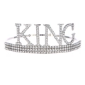 Silver King crown headband with sparkling crystals for men's birthday party accessories - White K/Silver