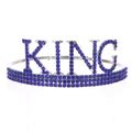 Silver King crown for men featuring deep blue crystals for birthday party celebrations - Royal Blue