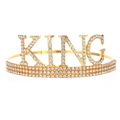 Golden King crown headpiece with sparkling crystals for men party hair accessory - Gold