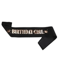 Fascia di compleanno nera Birthday Girl con scritte in oro rosa e corone grafiche - Taglia unica / Nero Con Testo Oro Rosa