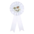 Insigne rosette blanche Bride to Be avec fleurs et texte doré pour fête de mariage - Marquage Or
