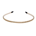 Elegant gold metal chain headband with pearl accents and comfortable protective black end tips - Braided Chain Style (FG132 Gold)