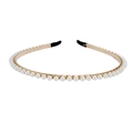 Elegant gold metal headband with white pearls and rhinestones for bridal hair accessories - Pearl Trim Style (FG129金色)