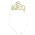 Golden Birthday Princess tiara headband with sparkling rhinestones for party hair accessories - Golden Color (white Zircon)