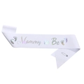 Fascia bianca glitterata con scritta Mommy to Be e impronte per baby shower - Taglia unica / Mommy Bianco Iridescente