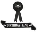 Ensemble écharpe et insigne Birthday King noir et argent pour fête d'hommes - Argent Noir