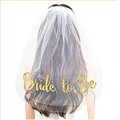 White double layer bridal veil with gold Bride to Be lettering and comb for bachelorette party - Under 60cm / White - Gold Letters