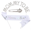 Three-piece baby shower set with rhinestone headband, sash, and pin for mommy to be - One Size / White Mommy To Be Accessory Combination