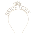Cerchietto Bride To Be dorato con strass e mini corona per addio al nubilato elegante - Oro