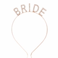 Rose gold metal BRIDE headband with sparkling white rhinestones for bridal parties - Rose Gold
