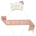 Geburtstag Queen Schärpe in Roségold und Strass-Tiara-Set für Geburtstagsfeiern - Einheitsgröße / Goldenes Stirnband Und Roségoldene Schärpe