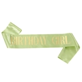 Green Birthday Girl sash with gold lettering for elegant party celebration decor - Green And Gold Style (JD046)