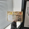 Estuche dorado brillante con ventana de PVC transparente y bordado de letras de colores - Dorado