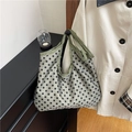 Sac fourre-tout vert sauge clair à pois noirs avec une grande capacité élégante - Vert