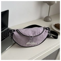 Bolso bandolera minimalista de nailon lila con bordado blanco FANYISSA de moda - Morado