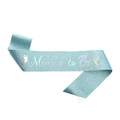 Light blue glitter Mommy to Be sash with silver lettering and cute footprints for baby shower - One Size / Lake Blue Mommy