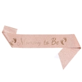 Rose gold glitter Mommy to Be sash with footprints for baby shower party celebrations - One Size / Rose Gold Mommy