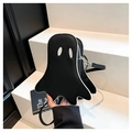Borsa a tracolla a forma di fantasma nera con dettagli bianchi e tracolla sottile - Nero