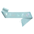 Glittery light blue Mom to Be sash with silver lettering and cute small footprints - One Size / Lake Blue Mom