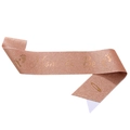 Rose gold glitter Mom to Be sash for baby shower with gold lettering and pin - One Size / Rose Gold Mom