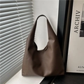 Bolso tote hobo vintage grande marrón oscuro con textura de lichi para uso diario - Café (Textura de Lichi)