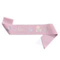 Pink glitter sash with metallic Mom to Be text and cute footprint icons for baby showers - One Size / Pink Mom