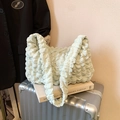 Chic mint green puff cloud bag with 3D popcorn texture and a soft shoulder strap - Green