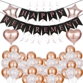 Set decorativo Happy Retirement oro rosa con palloncini, banner e spirali appese - Set Banner e Palloncini Rosa