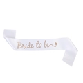 White satin Bride to Be sash with rose gold lettering for bachelorette parties - One Size / White Base Rose Gold Lettering (jd031)