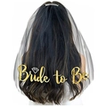 Black two-layer bridal veil with gold Bride to Be lettering and rhinestone comb - Under 60cm / Black - Gold Letters
