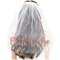 Detail of Bride to Be rose gold glitter lettering on white sheer tulle wedding veil - Under 60cm / White - Rose Gold Letters