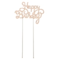 Detail von Happy Birthday Kuchendeckel in Roségold mit funkelnden Kristall-Steinen - Roségold