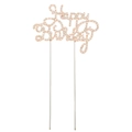 Λαμπερή διακόσμηση τούρτας Happy Birthday σε ροζ χρυσό με στρας και κράμα - Ροζ χρυσό
