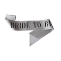 Sparkling silver glitter sash with black Bride To Be text for bridal party decor - Silver With Black Text
