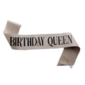 Écharpe d'anniversaire pailletée champagne gold avec lettrage noir et épingle - Style Reine (Birthday Queen) / Or