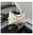 Bolso bajo el brazo minimalista de cuero PU blanco con hebillas doradas y correa detalle - Blanco