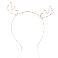 Cerchietto con corna di renna minimalista in oro rosa con cristalli per Natale - Oro rosa