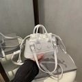 Sac à bandoulière blanc en similicuir à texture croco et cordon intérieur - Blanc