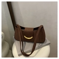 Borsa a tracolla marrone in finta pelle scamosciata con fibbia dorata e stile retrò - Marrone