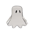 Cute cartoon ghost crossbody bag in white PU leather for Halloween with adjustable strap - White