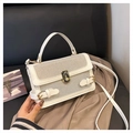 Witte patchwork handtas met goudkleurige hardware en geweven textuur voor dames - Wit