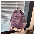 Fashionable dark purple nylon backpack for women with metal M logo and waterproof fabric - Purple