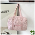 Borsa da viaggio trapuntata rosa con cuori, doppi manici e tasca con zip - Rosa