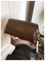 Detail of vintage brown shoulder bag with embroidered strap and beaded wooden charm - With Pendant / Coffee