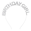Silver Birthday Girl headband with sparkling rhinestones for party celebrations - White K/Silver