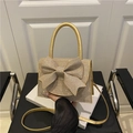 Funkelnde goldene Pailletten-Handtasche mit Schleife, elegante Abendtasche für Damen - Gold