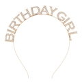 Sparkling gold Birthday Girl rhinestone tiara and alloy headband for birthday celebrations - Gold