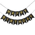 Schwarz-goldenes HAPPY BIRTHDAY Banner Set mit Schwalbenschwanz-Flaggen für Partys - Schwarz Gold