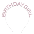 Silver birthday girl headband with pink rhinestones for party hair decoration - Pink